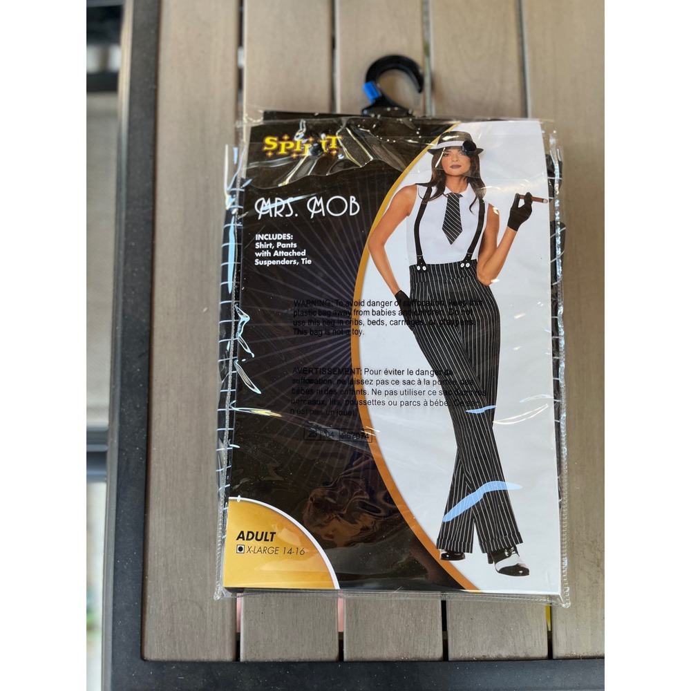 Spirit Halloween Mrs Mob Gangster Costume Adult XL 14-16 Pinstripe Pants Tie Set
